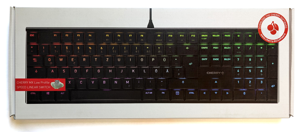 Die Verpackung der CHERRY MX 10.0N RGB.