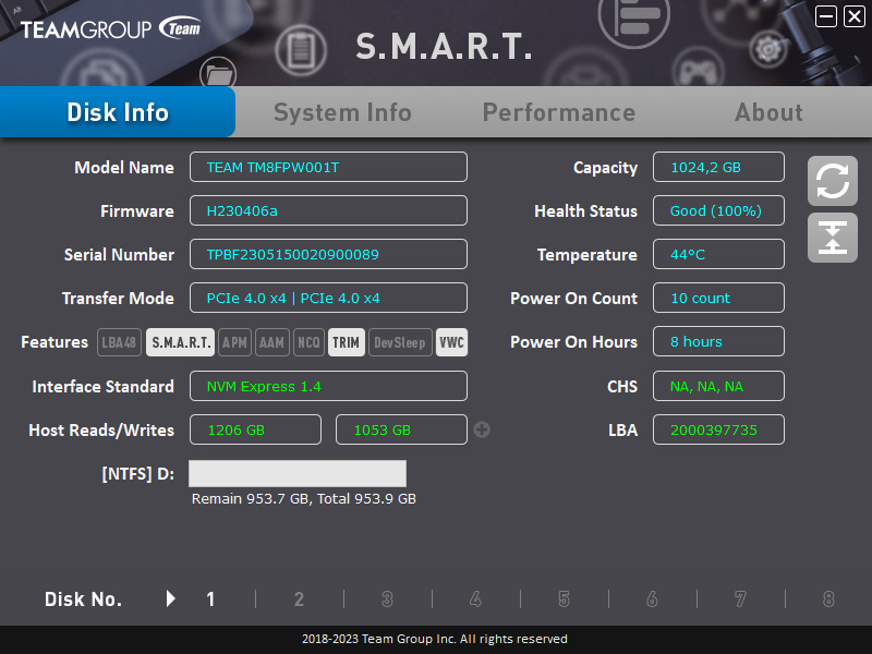 TEAMGROUP bietet für die Verwaltung von SSDs das SSD S.M.A.R.T. Tool an.