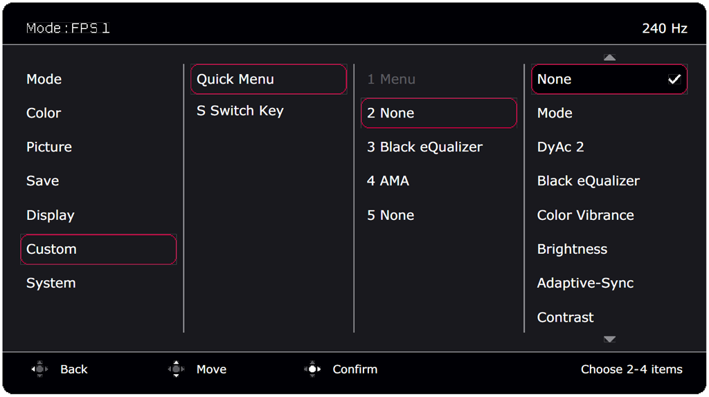 Das OSD bietet jede Menge Einstellmöglichkeiten für verschiedene Aspekte. (Bildquelle: BenQ)