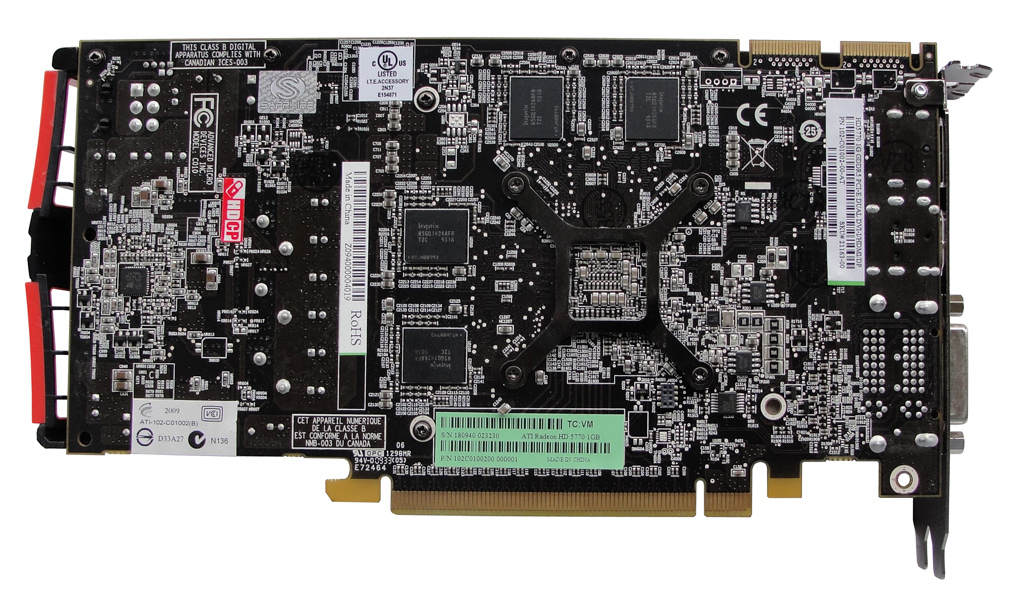 Die Unterseite der Sapphire Radeon HD 5770 ATi-Design.