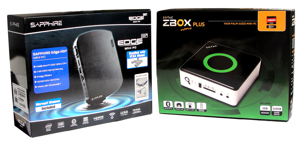 Beide Modelle haben ihre Vorzüge: EDGE HD2 und ZBOX nano.