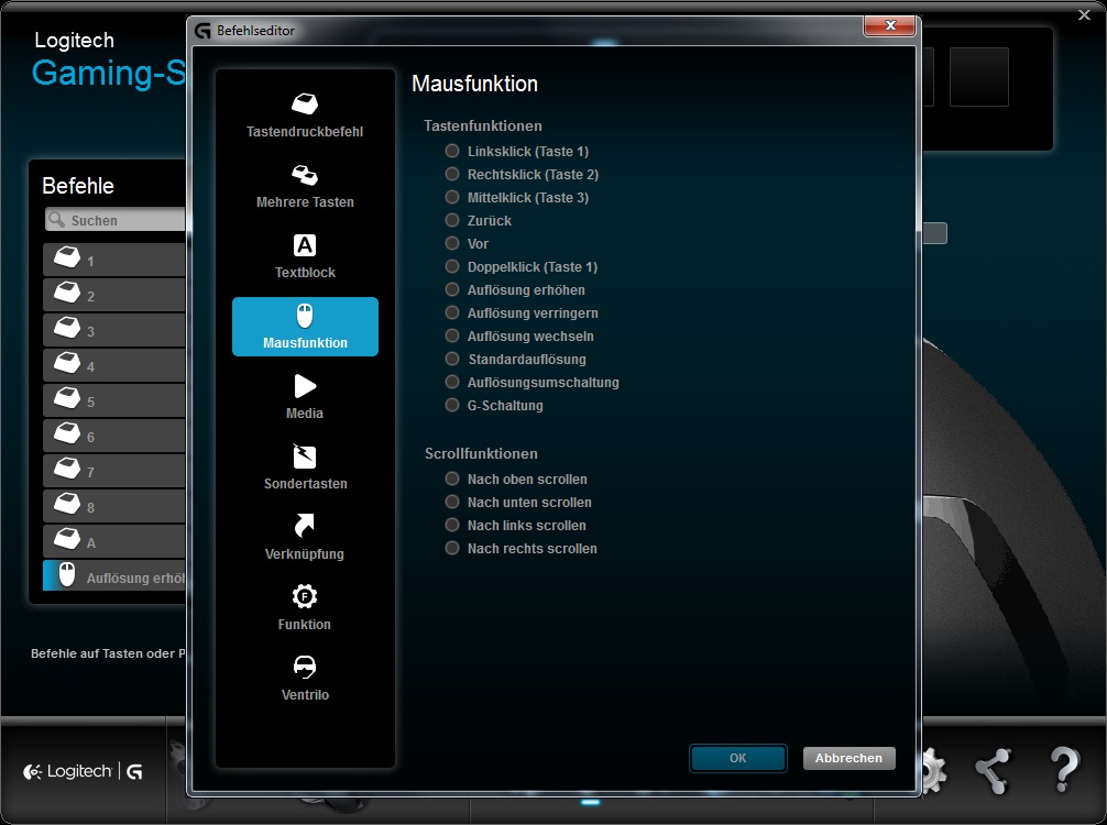 Die Tastenbelegung der Logitech G402 sind relativ frei anpassbar.<br />Mit der Software kann das Klickverhalten des Nutzers ausgelesen werden.