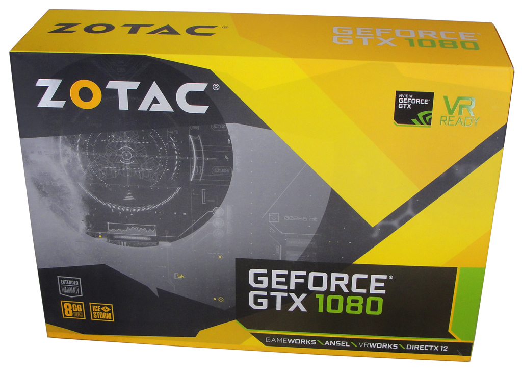 Die Verpackung der Grafikkarte kommt im bekannten Stil der GTX 1080 und macht nicht gesondert auf die schlanken Abmessungen aufmerksam.