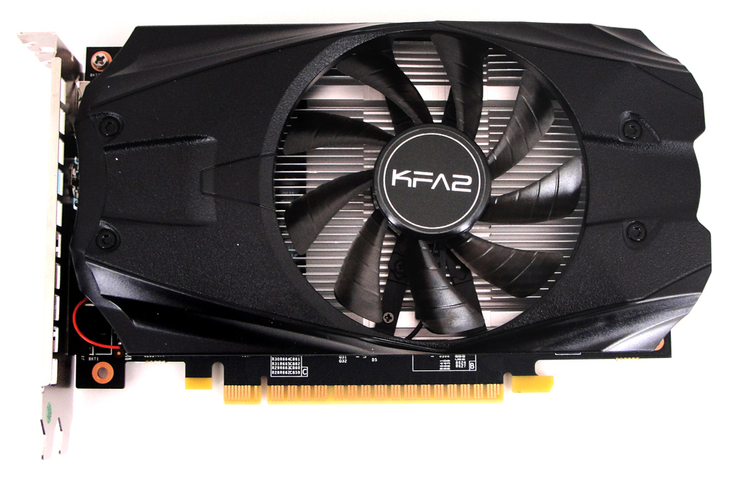 Die KFA2 GeForce GTX 1050 Ti OC in der Draufsicht.