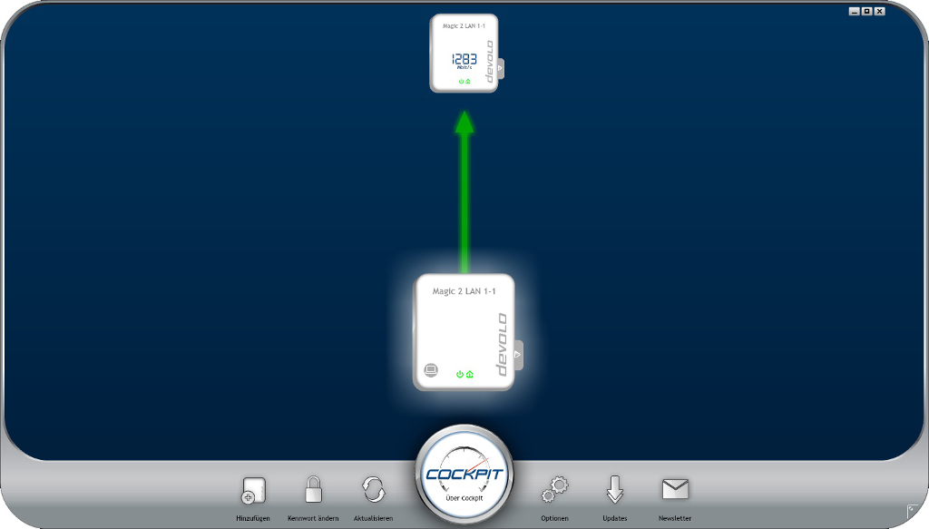 Die Cockpit-Software zeigt Infos zur Verbindungsqualität an.