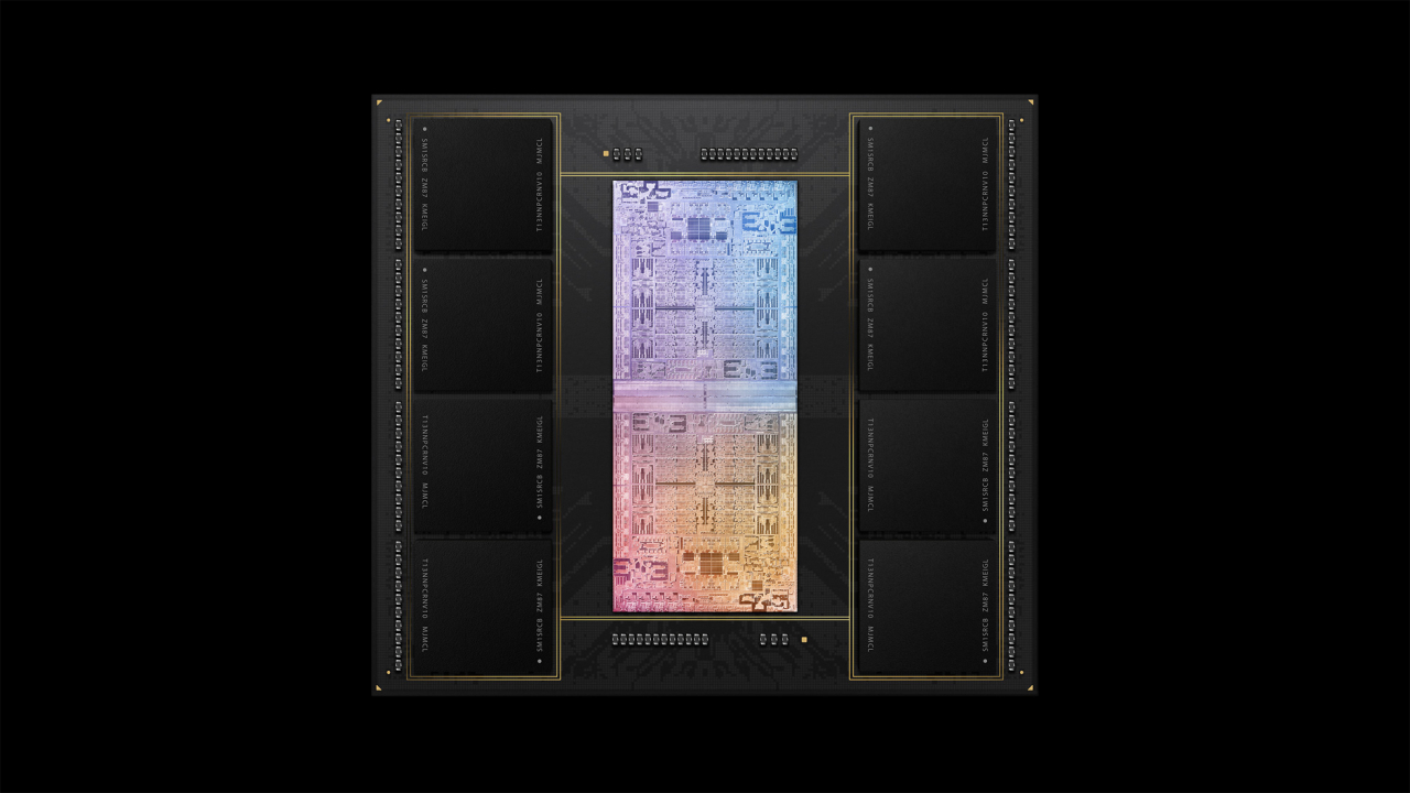 Der M1 Ultra besteht aus 114 Mrd. Transistoren und unterstützt bis zu 128 GB gemeinsamen Arbeitsspeicher.