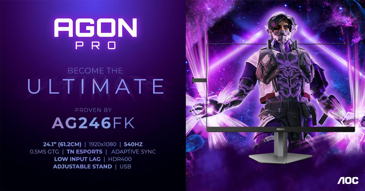 Der AGON PRO AG246FK kommt mit einem FHD Ultra-Fast TN-Esports-Panel.